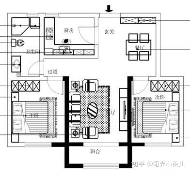 超好看的房子裝修，95平兩室兩廳簡歐裝修效果圖，全屋超美